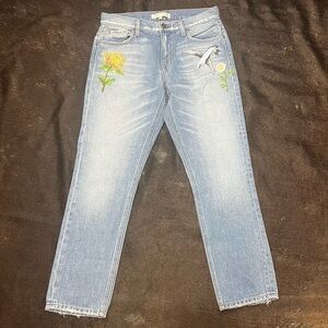 EIGHT DREAMS premium jeans cropped embroidered pants size 25 EUC